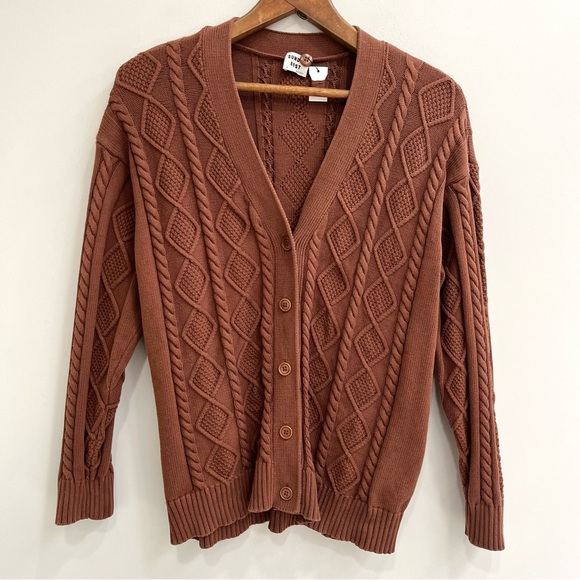 Aritzia Sunday Best Cable-knit Lamora Cardigan Sweater Brown Size XS NWOT - Picture 1 of 7